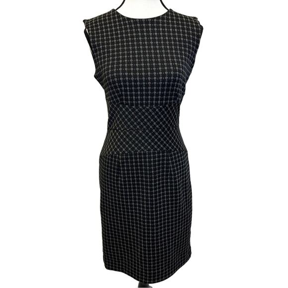 Banana Republic Black and Gray Patterned Sheath Dress - Size 0 - Picture 1 of 13